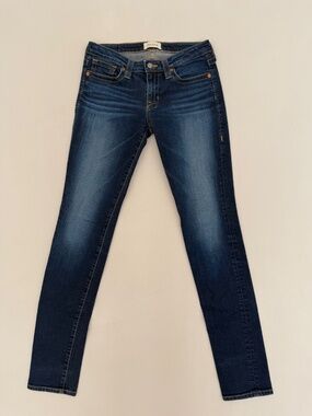 Big Star Maddie Skinny Jeans 26L Dark Wash Mid Rise Embroidered